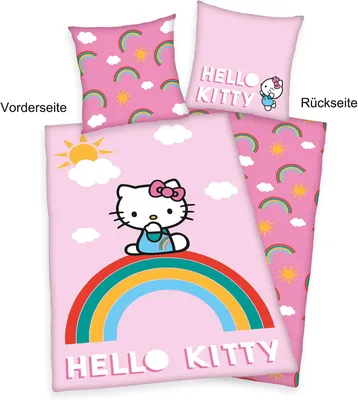 Zdjęcie produktu dla Hello Kitty tęczowa pościel dwustronna Rainbow 80 x 80 cm / 135 x 200 cm