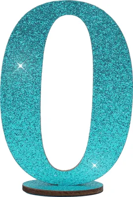 Produktbild von Oblique Unique Zahl 0 Aufsteller aus Holz mit Glitzer Dekoration für Geburtstag Jubiläum Deko Tischdeko - türkis
