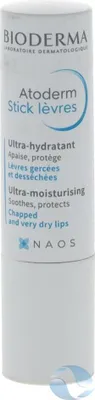 A close-up of a white tube of Bioderma Atoderm lip balm.
