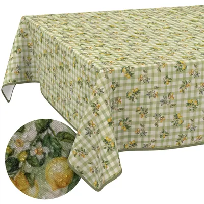 Tischdecke 140x160cm Rechteckig Grün Barcelona Stoff Premium Karo Zitrone wasserabweisend, Hauptbild