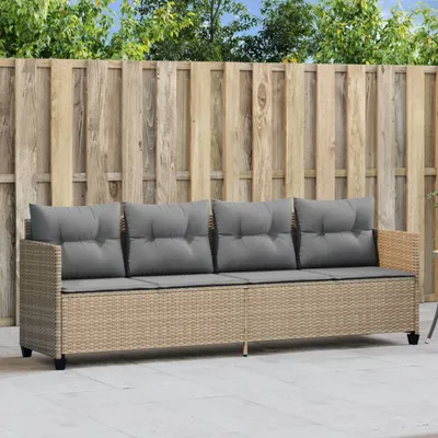Produktbild von Sonnenliege mit Kissen Beige Poly Rattan 368329