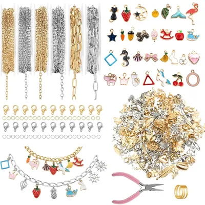 Immagine prodotto di Kit per la creazione di gioielli con 398 pezzi, tra cui ciondoli e materiali per catene