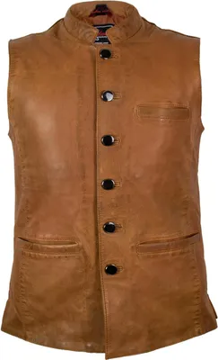 Produktbild von Herren Lamm Lederweste Klassische Freizeit Weste Echt Lederweste Braun (XL)