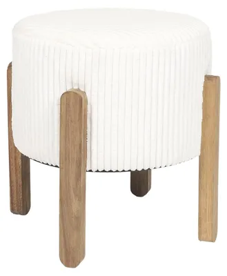 Produktbild von Home deco factory Fushocker - rund - D35 cm - weis - Akazienholz - Polyester - Hocker - Fushocker