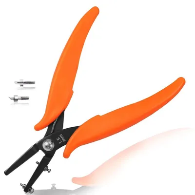 Produktbild von Metall-Lochzange 15,2 cm für Schmuckherstellung, 1,5 mm Lochgröße, mit 2 Ersatzstiften, PVC-Griffe