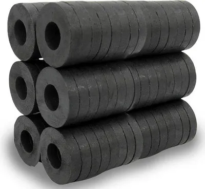 Image de 100 aimants annulaires Ø 175 mm en ferrite avec trou