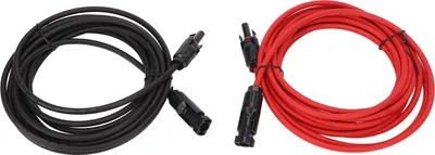 Zdjęcie produktu dla 1 para kabli do modułów słonecznych z wtyczką, przedłużacz adaptera słonecznego 12 AWG do instalacji fotowoltaicznych, czarny 3 metry + czerwony 3 metry