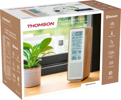 Produktbild von Thomson Wetterstation WS102 mit Radio Bluetooth Holz weiß TH390346