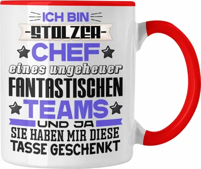 Produktbild von Trendation - Ich Bin Stolzer Chef Tasse Geschenk Fantastisches Team Bester Chef Geschenkidee Lustige Tasse mit Spruch (Rot)
