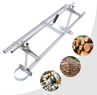 Image de Scie à chaîne mobile pour scier du bois - Ensemble de scie à chaîne - Largeur de coupe réglable de 0 à 120 cm - Compatible avec une lame de 122 cm - Fabriquée en alliage d'aluminium et en acier - Pour scier du bois