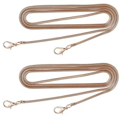 Produktbild von Handtaschenkette - Flacher Ersatzriemen mit Metallschnallen - Für Umhängetaschen und Schultertaschen - Gold 2 Stück