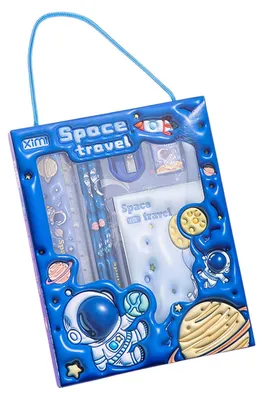 Produktbild von 6-teiliges Cartoon-Schreibset für Kinder, Geschenkidee zum Schulanfang, Stifte-Set in Geschenkbox, Grundschulbedarf mit Radiergummi und Lineal, Geburtstagsgeschenk