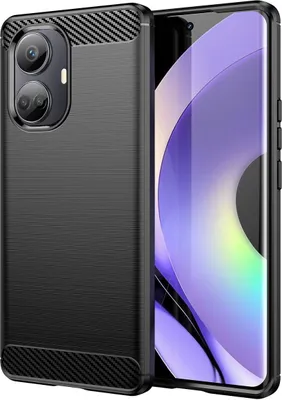 Productafbeelding van König Design hoesje, compatibel met de realme 10 Pro+ 5G, van zacht plastic - telefoonhoesje, zwart