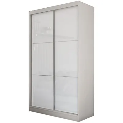 Produktbild von Kleiderschrank mit Hochglanz VIVA 120cm - Schrank mit Schiebetüren & Kleiderstangen, Garderobe ohne Spiegel (Kaschmir)