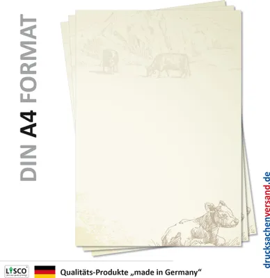 Produktbild von Motiv Briefpapier (Kuh-5130, DIN A4, 100 Blatt) Malerei Bauernhof Motivpapier Feld Acker Zeichnung Malerei Landwirtschaft Kühe