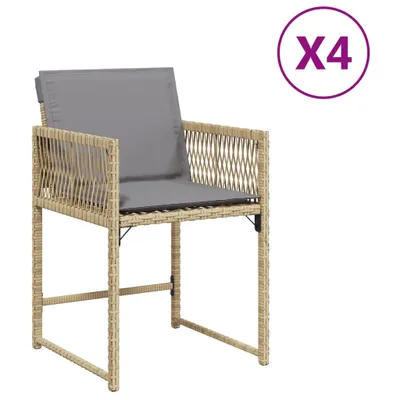 Produktbild von Gartenstühle mit Kissen 4 Stk. Beigemischung Poly Rattan
