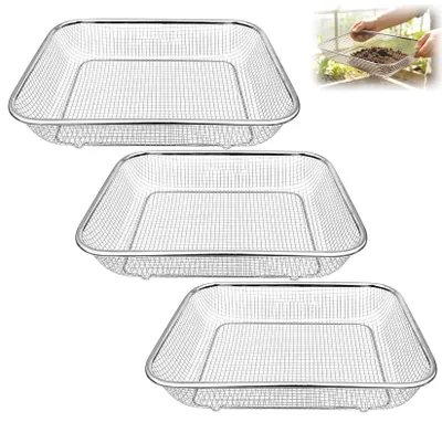 Imagen del producto de Juego de tamices para jardín, de 3 piezas, de acero inoxidable, para compost y tierra