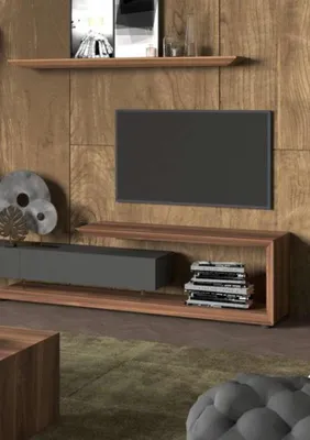 Produktbild von Wandschrank Wandpaneel Seitenschrank Walnuss natur - Anthrazit matt