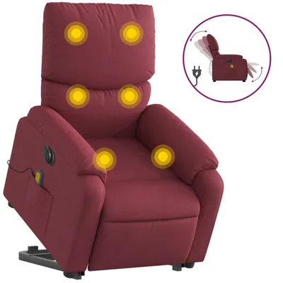 Produktbild von vidaXL Elektrischer Massagesessel mit Aufstehhilfe Weinrot Stoff