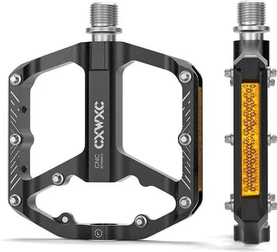 Produktbild von Famanu Fahrradpedalen mit Reflektoren 9/16 Zoll - leicht, rutschfest, für Mountainbike, Stadt- und Rennrad (schwarz)
