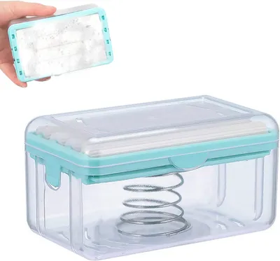Produktbild von Seifenspender Schaumspender mit Deckel, Reisegröße, blau, für Badezimmer und Waschräume