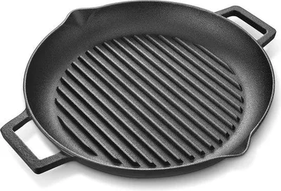 Image de Poêle à griller à induction en fonte de 38,5 cm - Idéale pour les steaks, la viande et les grillades