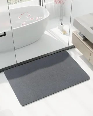 Produktbild von Ribelli Badematte Kieselgur-Matte, Kieselgur Badematte Rutschfest Kieselgur, 60 x 39 cm, 100% Natürlich Stein Bodenmatte
