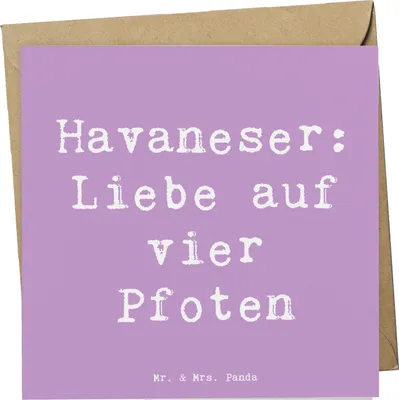 Produktbild von Mr. & Mrs. Panda Grußkarte Spruch Havaneser Liebe - Lavendeltraum - Geschenk, Hunderassen, doppelkarte, Hunderasse, Vielfalt, Beschreibung, Glückwunschkarte, Vier Pfoten