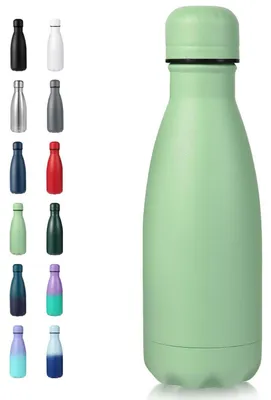 Obrázek produktu pro Dětská láhev na pití, 350 ml, nerezová ocel, vakuově izolovaná, nepropouští, bez BPA, zelená