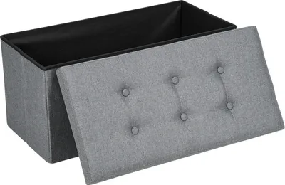 Immagine prodotto di Sgabello con vano portaoggetti Clanmacy panca pieghevole, contenitore, coperchio rimovibile 76x38x38cm grigio