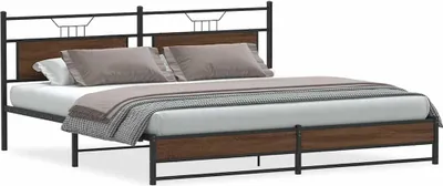 Produktbild von vidaXL Metallbett ohne Matratze Braun Eichen-Optik 200x200 cm