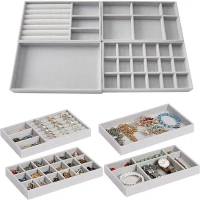 Produktbild von Famanu Schmuckbox stapelbar - grau, 4 Stück