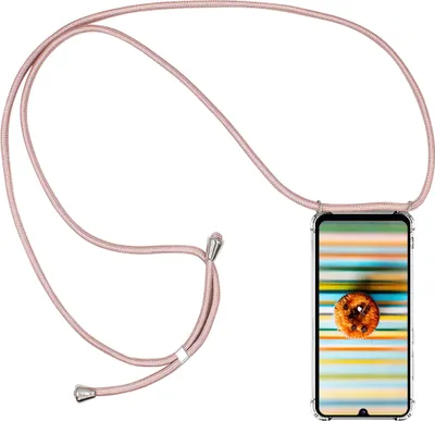 Produktbild von CLM-Tech Handykette kompatibel mit Samsung Galaxy M52 5G - Hülle mit Kordel zum Umhängen - Silikon Schutzhülle transparent mit Band Schnur, rosegold