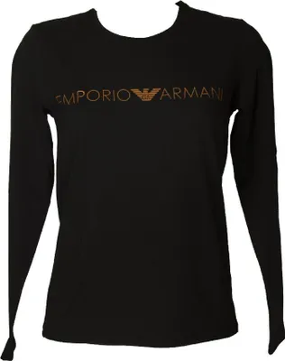Produktbild von EMPORIO ARMANI Damen-T-Shirt Langarm-Baumwollpullover mit Rundhalsausschnitt und Logo-Print Artikel 164273 2F225 TSHIRT L / S RUNDHALSAUSSCHNITT, L - IT 4 / US / UK L / CN 170/96Y, Cotone 95%,Elasthan 5%