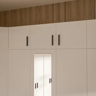 Produktbild von Forte TRAWEN Kleiderschrank-Aufsatz 130 140, Zusatzstauraum für Kleiderschrank, 3-türig, Schlafzimmer, Holzwerkstoff, Weiß, 133,2 cm breit x 38,1 cm hoch x 54,2 cm tief