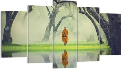 Produktbild von Bild auf Leinwand - Leinwandbild - 5 Teile - Mönch Wald Nebel - 160x85cm - Wand Bild - Wanddeko - Wandbilder - Leinwanddruck - Bilder - Wanddekoration - Leinwand bilder - Wandbild - EA160x85-4286