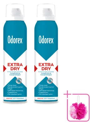 Imagen del producto de 2 unidades de spray antitranspirante Odorex Extra Seco para pieles sensibles - 150 ml - Paquete económico