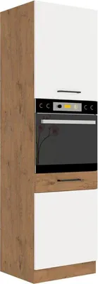 Obrázek produktu pro Vysoká skříň na vestavnou troubu VANYA - šířka 60 cm, bílá / dub lancelot