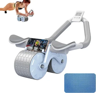 Produktbild von Bauchtrainer mit automatischer Rückzugsfunktion, ABS Rad, Ellenbogenstütze, Knieschoner, Stoppuhr