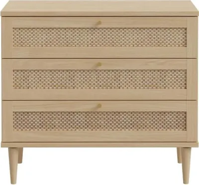 Image de Commode 3 tiroirs,Reproduction Chêne Cannage, 90,4 x 41,4 x 80 cm, CALASETTA