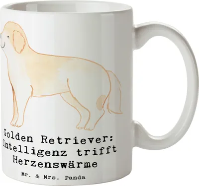 Produktbild von Mr. & Mrs. Panda Kaffeebecher Golden Retriever Liebe - Weiß - Geschenk, Hunderassen, aktiver Hund, Charakter, Tasse, Bedruckte, freundlicher, Becher, liebevoller, Hunde