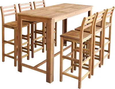 Immagine prodotto di Maison Exclusive - Tavolo e Sedie da Bar Set 7 pz in Legno di Acacia Massello
