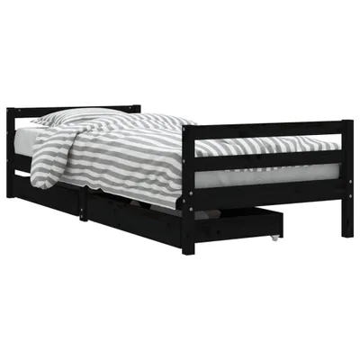 Obrázek produktu pro vidaXL Dětská postýlka se zásuvkami černá 80x200 cm Masivní borovicové dřevo