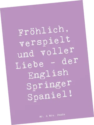 Produktbild von Mr. & Mrs. Panda Postkarte Spruch English Springer Spaniel Freude - Lavendeltraum - Geschenk, Ansichtskarte, Grußkarte, Hunderassen, Ansichtskarten, Pflege, Hunderasse