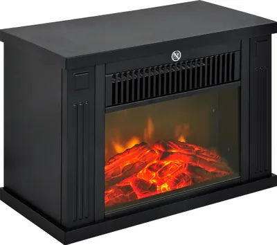 Image de HOMCOM Cheminée électrique à Effet de Flamme poêle Style Contemporain Thermostat 600-1200 W Noir