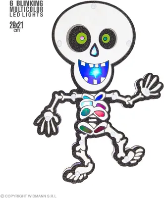 Produktbild von Leuchtendes Skelett "LED Skeleton" 29 x 21 cm | Mehrfarbig Halloween Deko