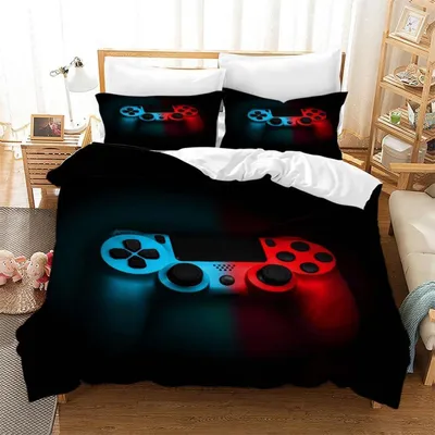 Productafbeelding van 3D Gamer beddengoedset, microvezel, 135x200 cm, gamepad design, met rits