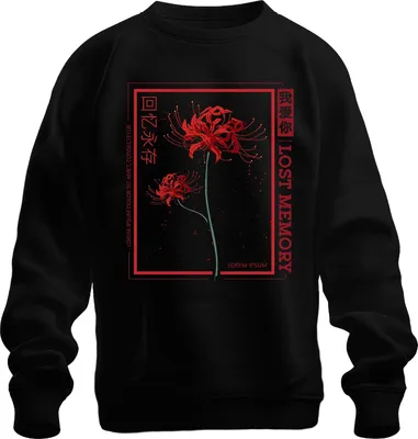 Immagine prodotto di LOST MEMORY Red Spider Lily Higanbana Japanese Streetwear Unisex Felpa Pullover, Nero, XXL