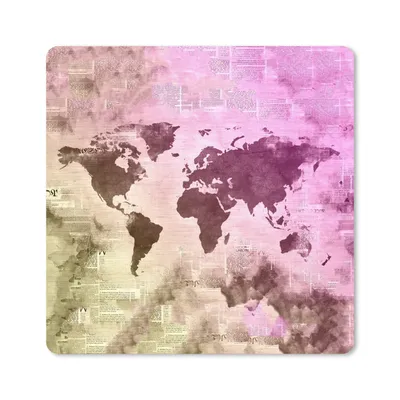 Produktbild von MuchoWow® Mauspad Mousepad Weltkarte - Farben - Zeitungen 30x30 cm - Mousepads - Maus Mat - Pad - Mausunterlage - Gaming