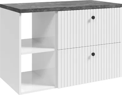 Obrázek produktu pro Badplaats Skříňka pod Umyvadlo Saros 90 cm – Bílá – Koupelnová Skříňka s Deskou a Úložným Prostorem